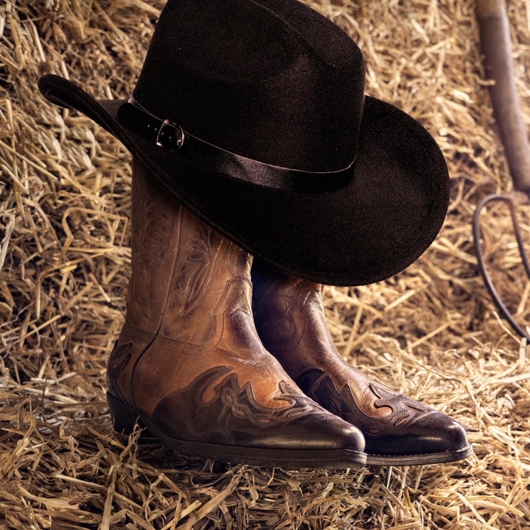 Black Cowboy Hat With Black Leather Band Adult Costume Accessory