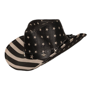 Black & Gray American Flag Cowboy Hat Adult Costume Accessory