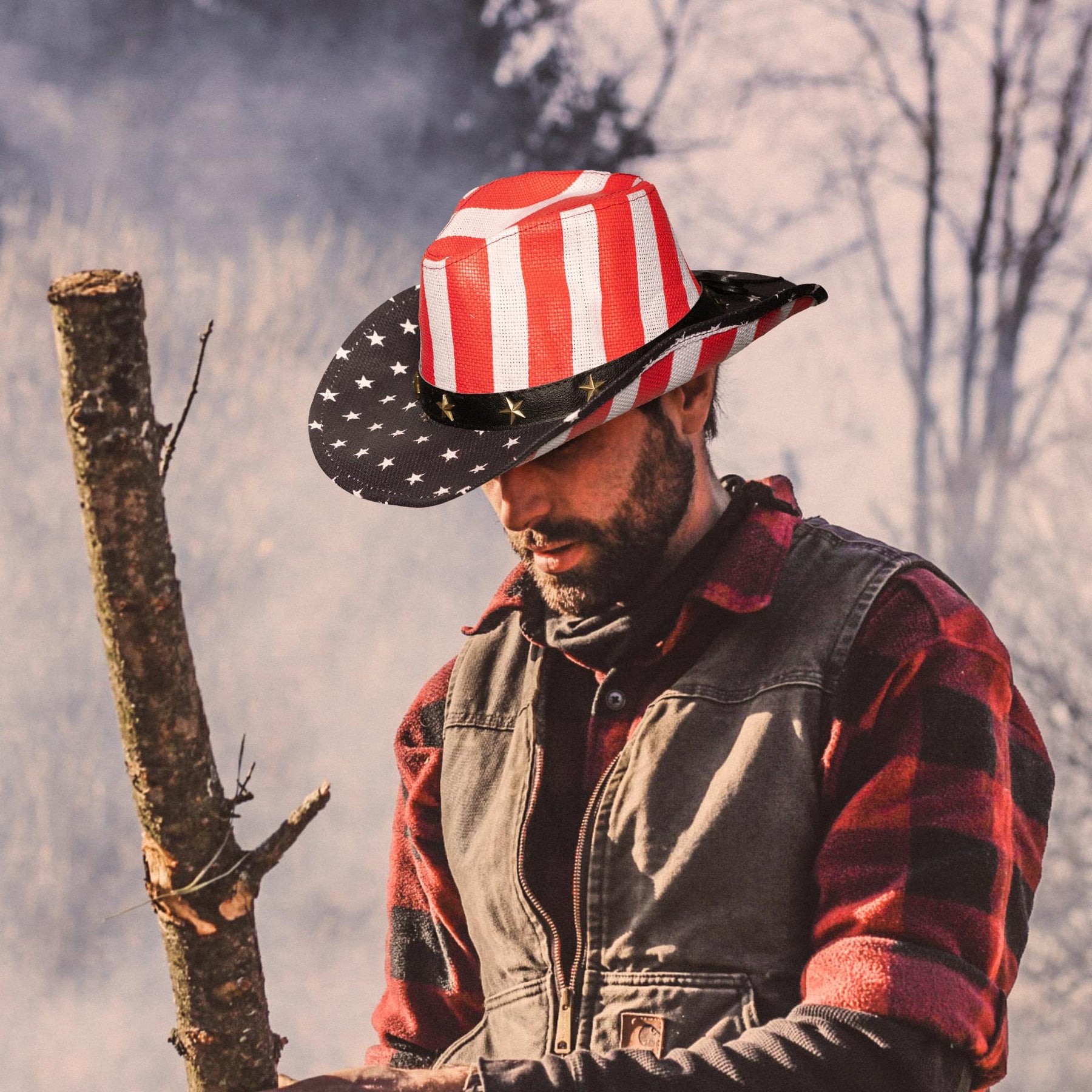 American Flag Cowboy Hat Adult Costume Accessory