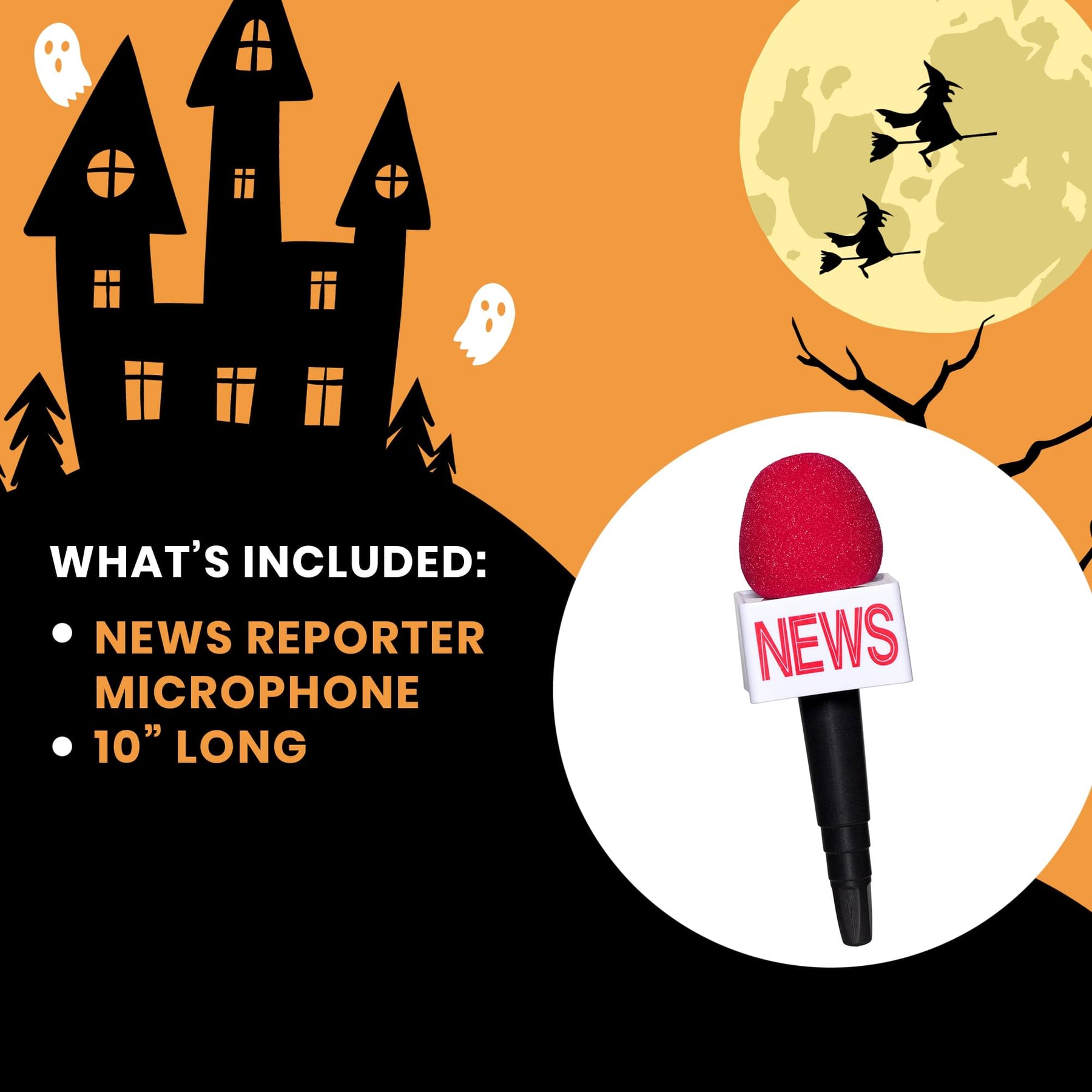 News Reporter Microphone 10 Inch Adult Costume Accessory