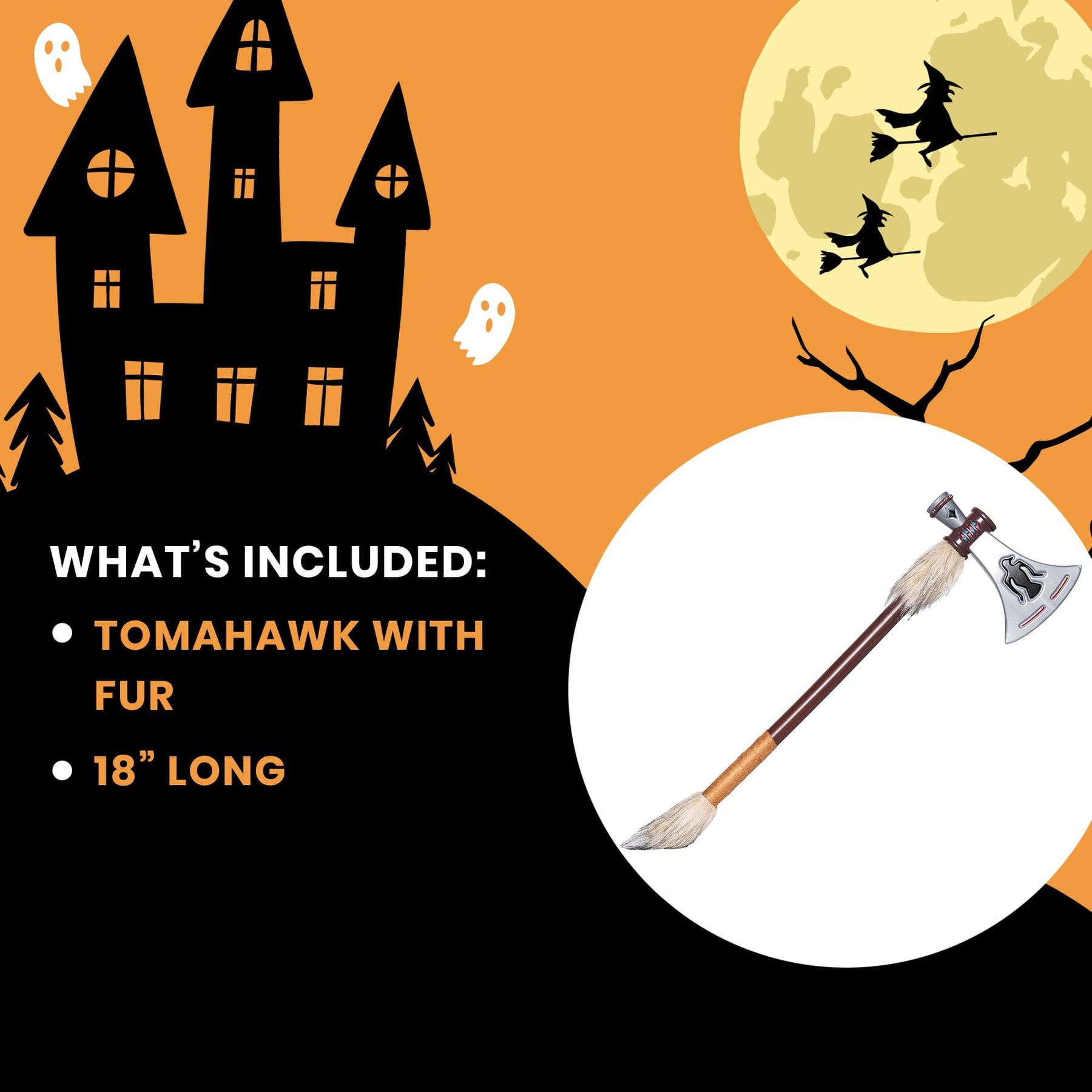 Tomahawk with Fur 11 Inch Foam Adult Costume Accessory