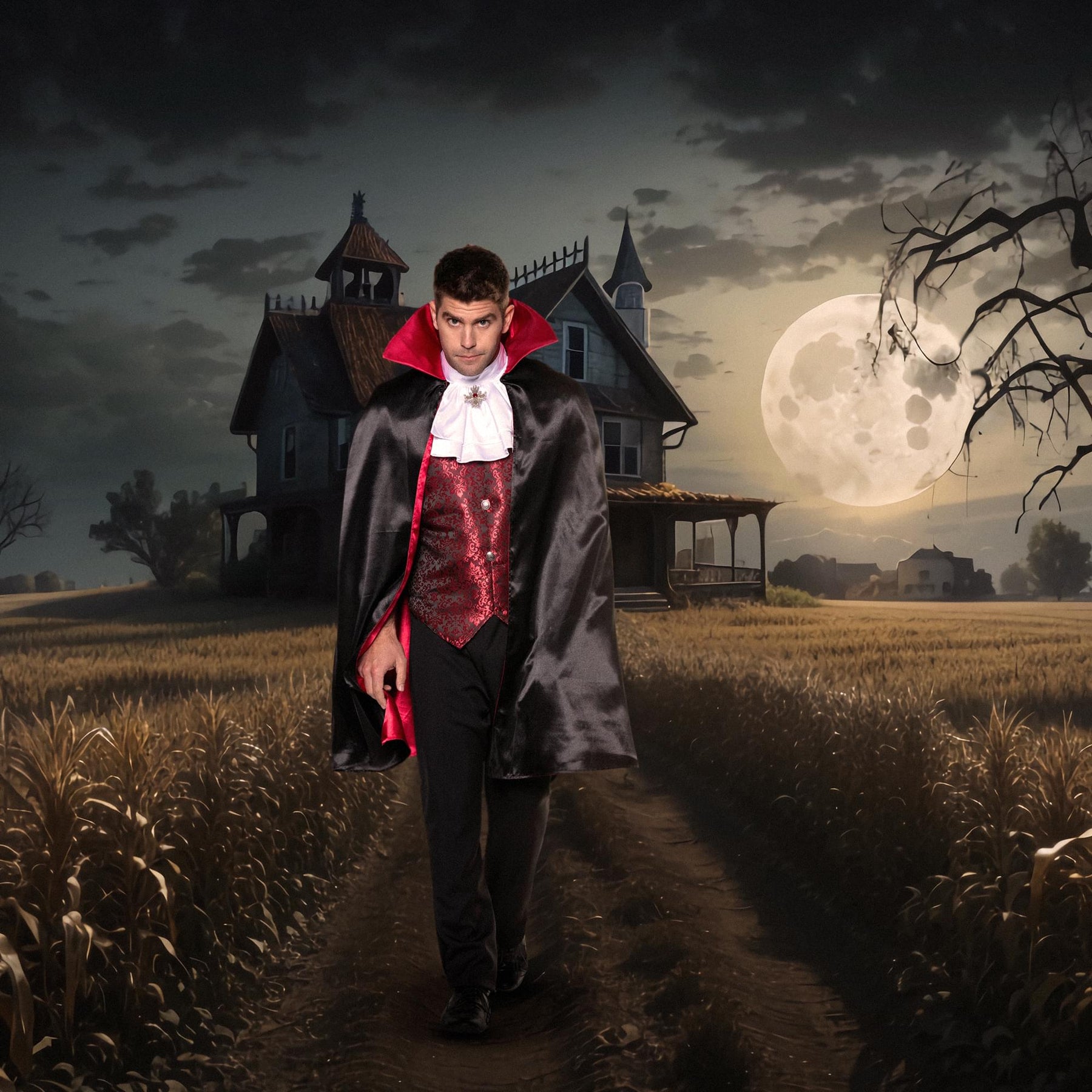 Vampire Cape & Vest Adult Costume Set