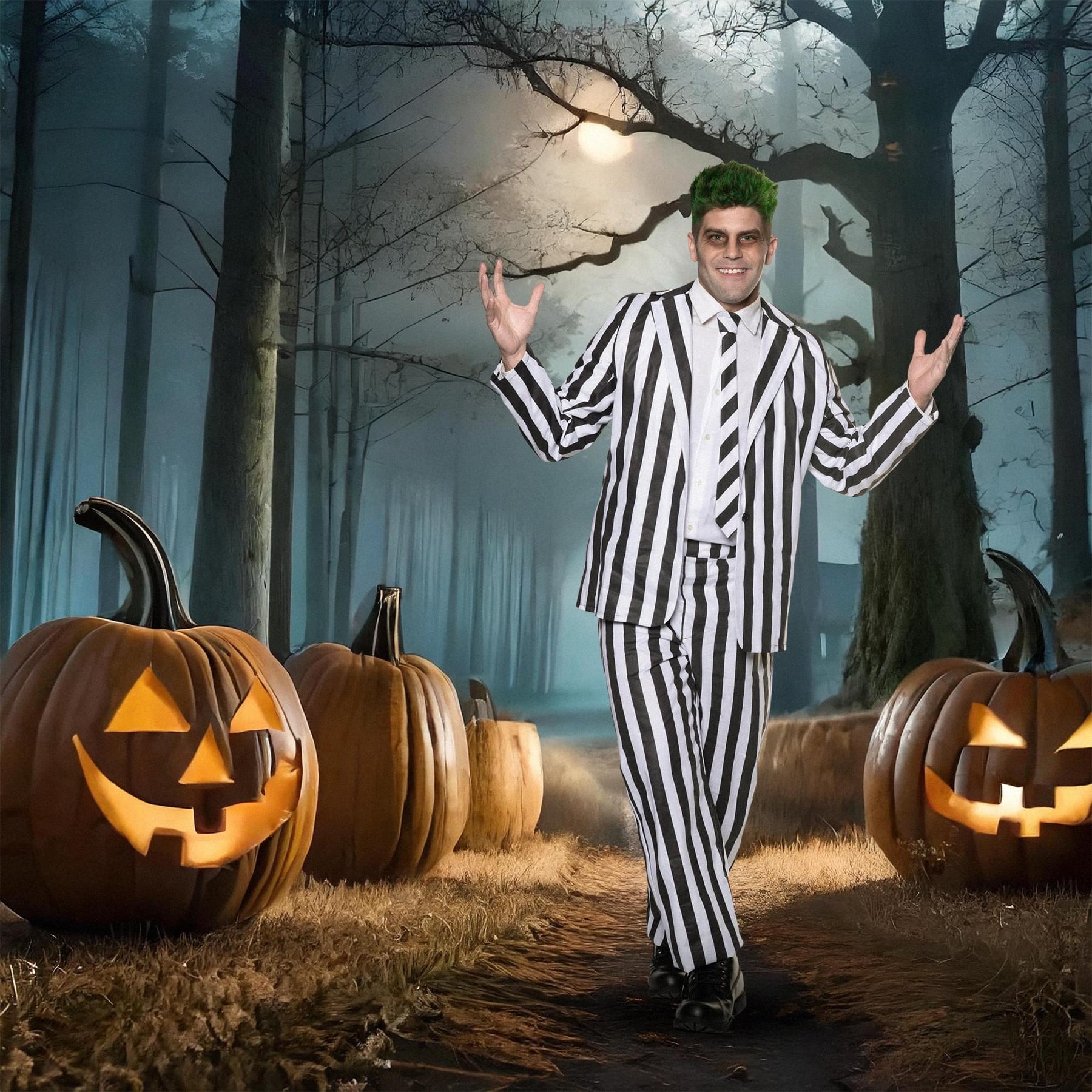 Spooky Striped Suit Adult Costume