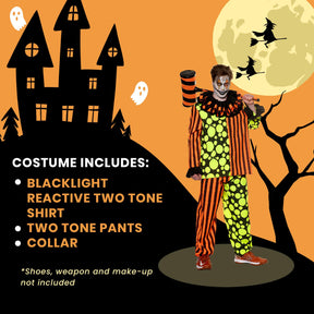 Neon Terror Blacklight Reactive Clown Adult Costume