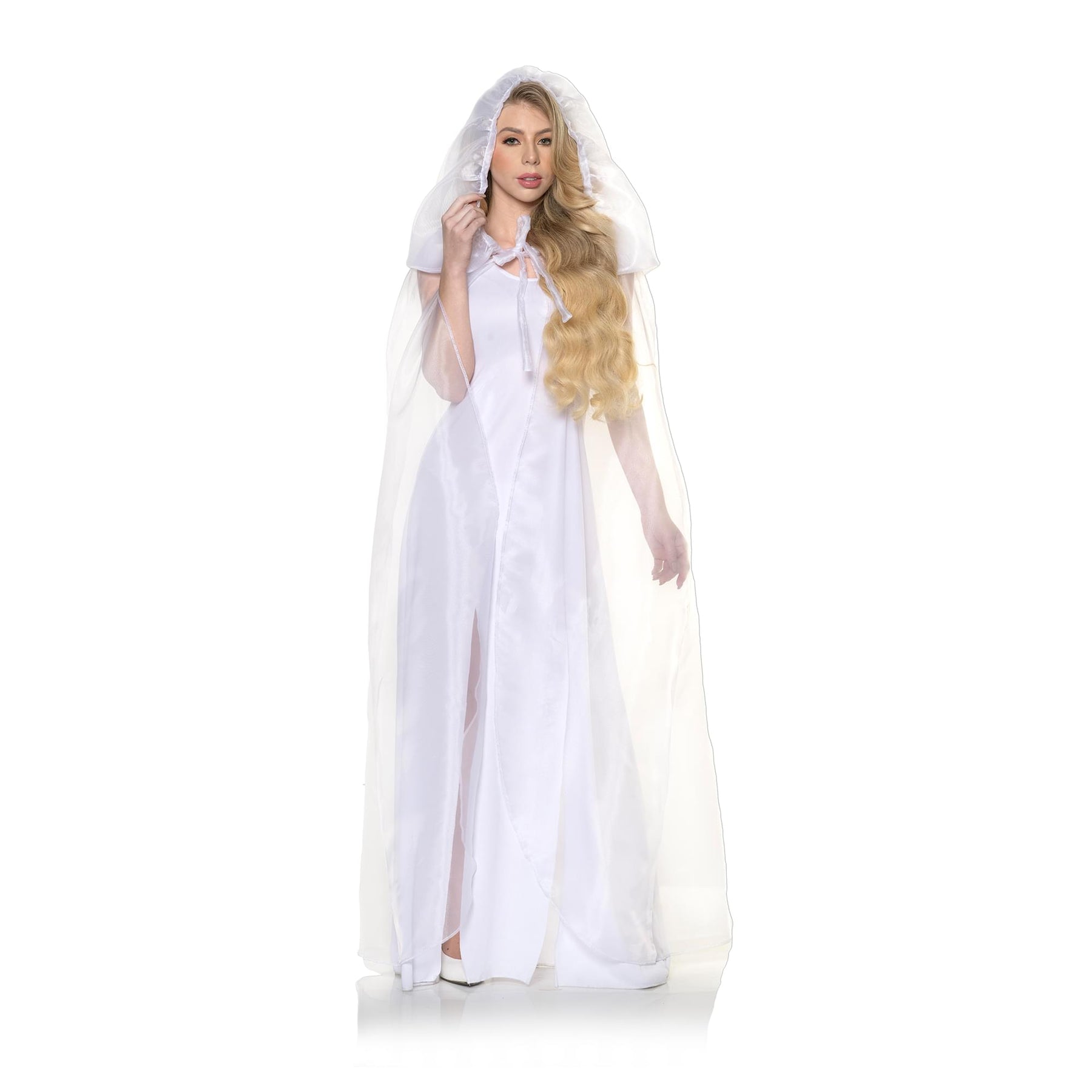 White Tulle Cape with Extended Hood Adult Costume