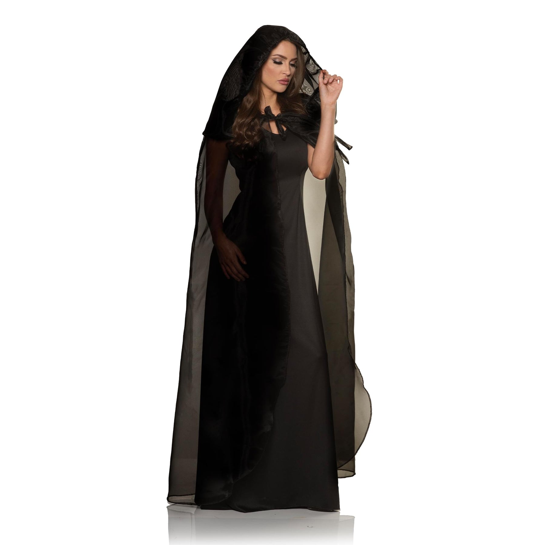 Black Tulle Cape with Extended Hood Adult Costume