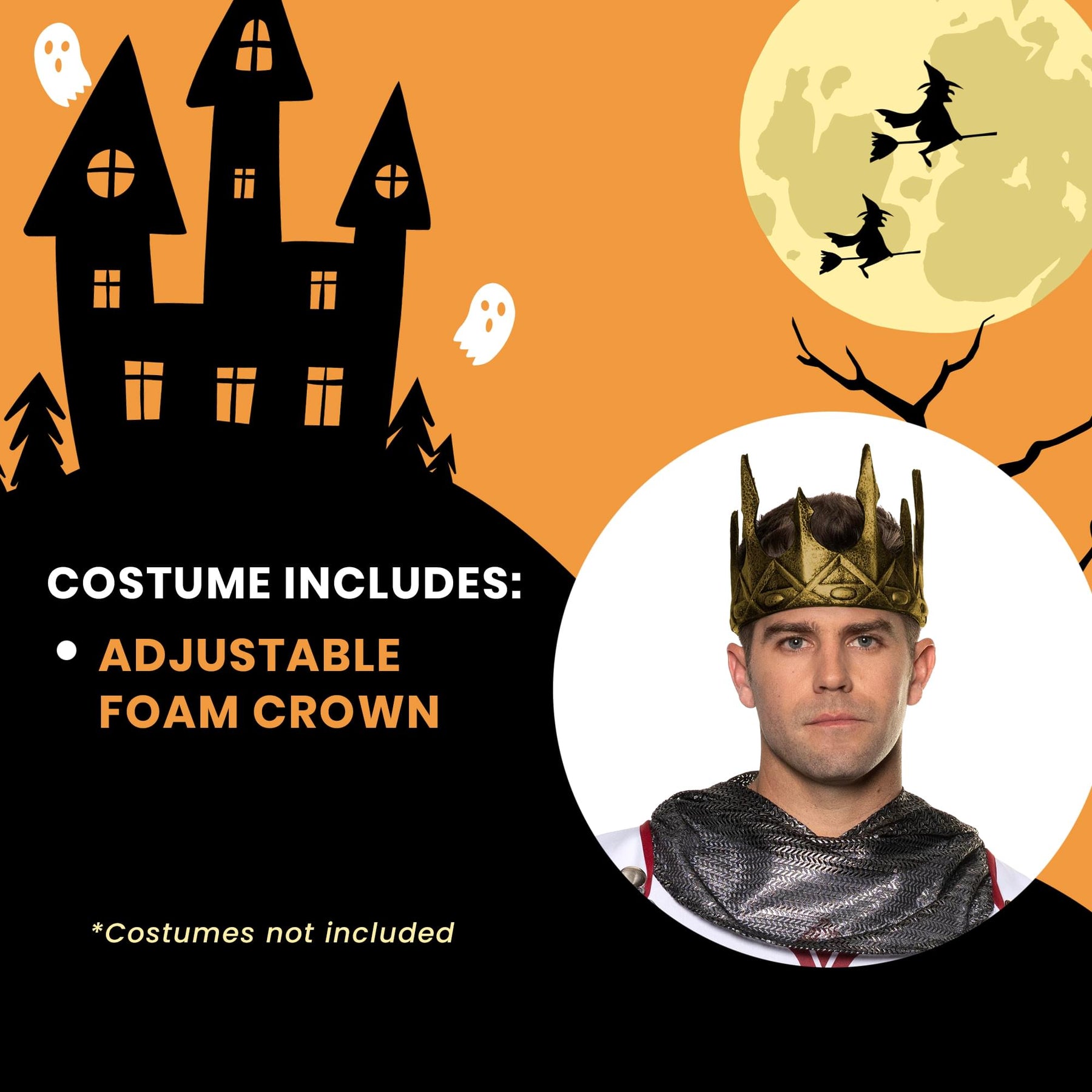 King's Silver Crown Foam Adult Costume Accessory