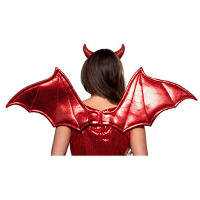 Devil Red Metallic Wings Adult Costume Accessory