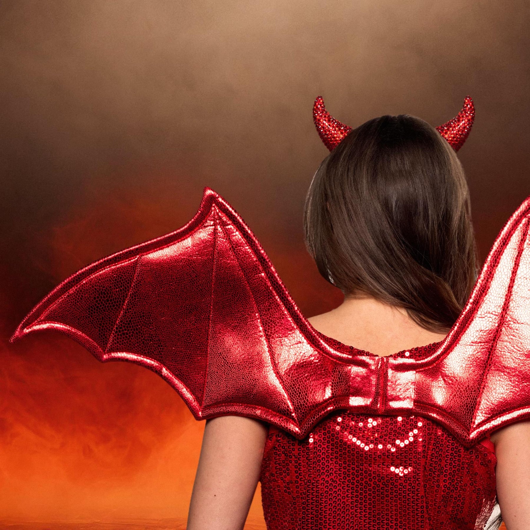 Devil Red Metallic Wings Adult Costume Accessory