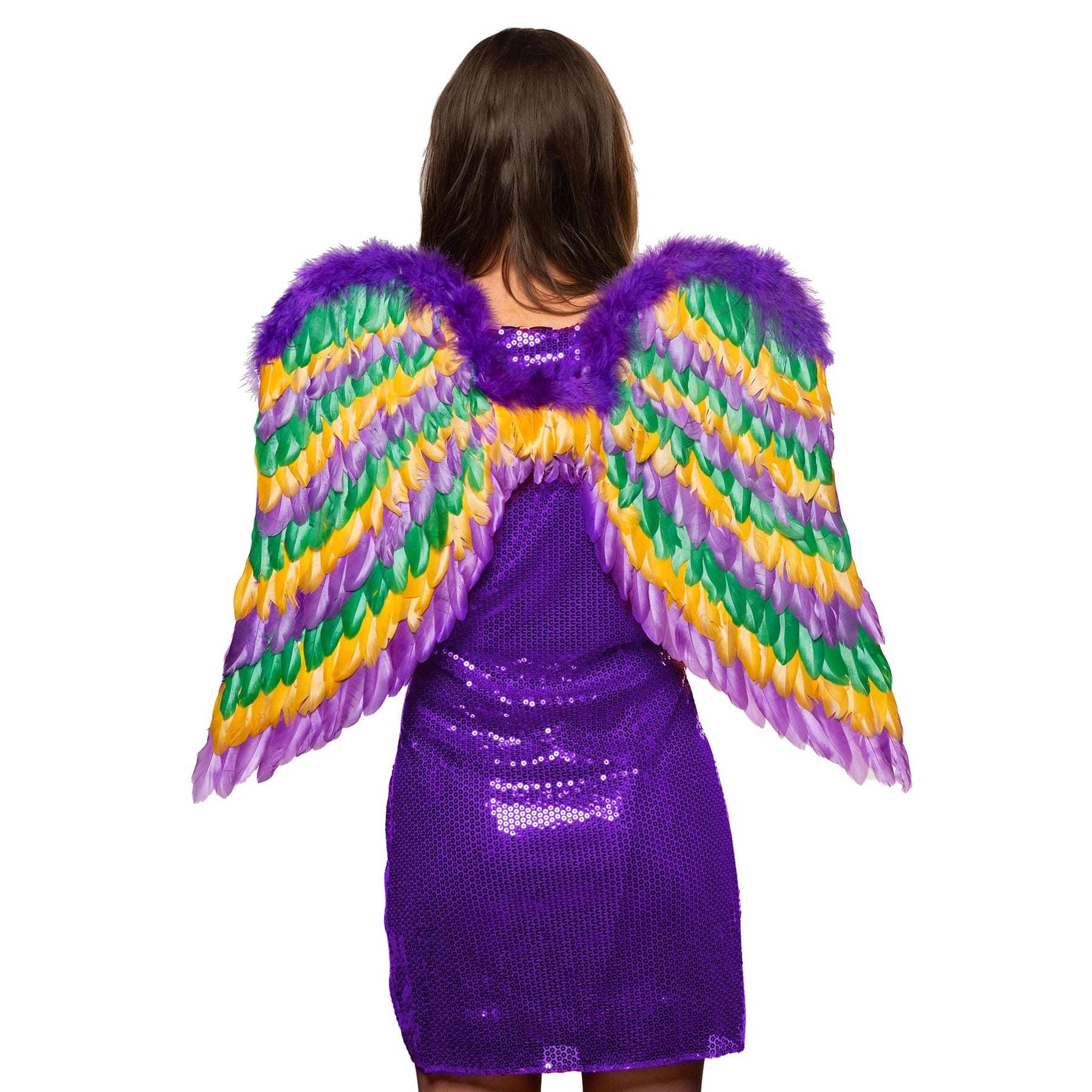 Mardi Gras Double Sided Feather Wings Adult Costume Accessory