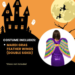 Mardi Gras Double Sided Feather Wings Adult Costume Accessory