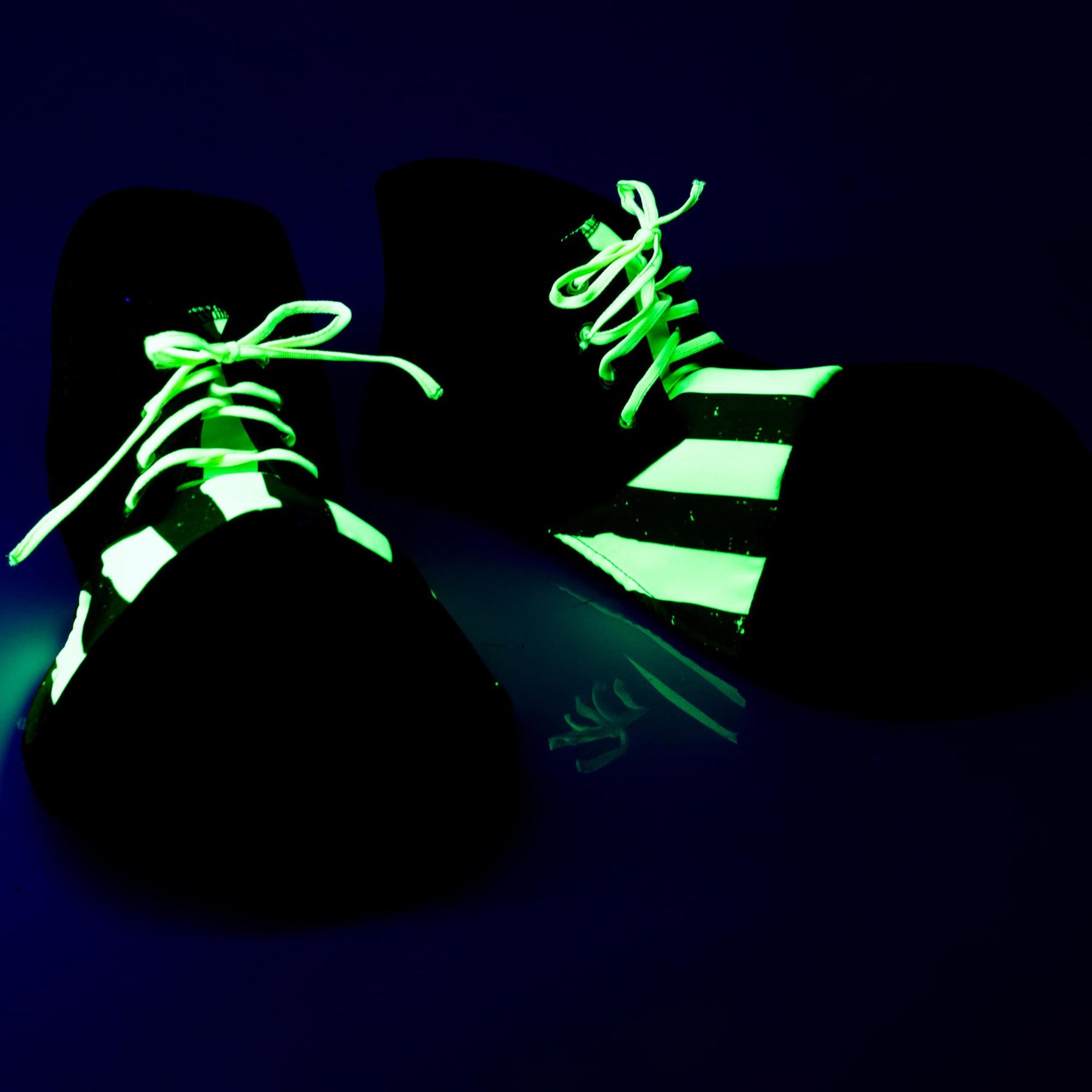 Oversized Blacklight Reactive Black & Yellow Clown Adult Costume Shoes