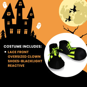 Oversized Blacklight Reactive Black & Yellow Clown Adult Costume Shoes