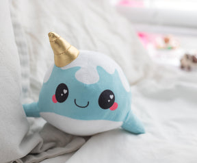 Glitter Galaxy 6-Inch Cute Ice Cream Cone Horn Blue Narwhal Collectible Plush