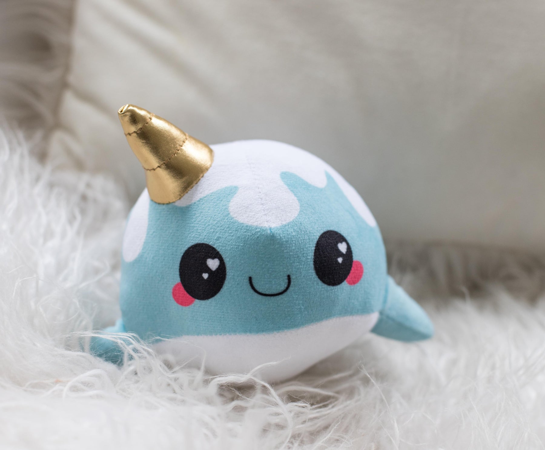 Glitter Galaxy 6-Inch Cute Ice Cream Cone Horn Blue Narwhal Collectible Plush