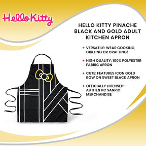 Hello Kitty Pinache Black and Gold Adult Kitchen Apron