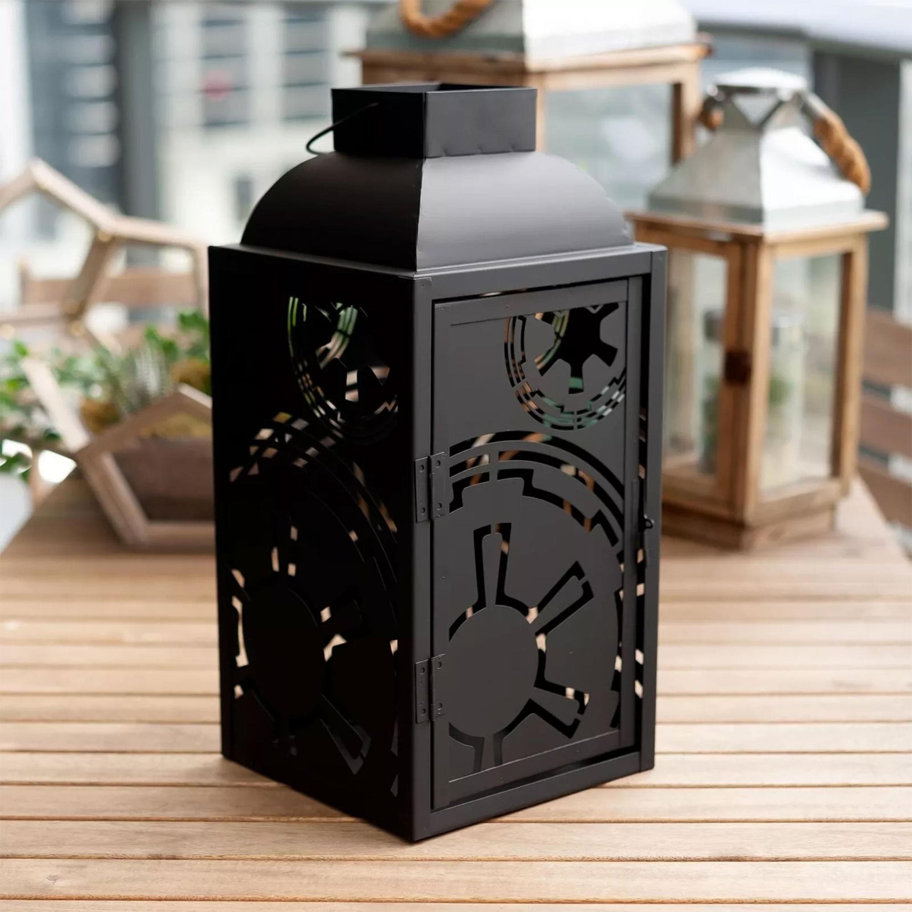 Star Wars Black Stamped Lantern | Imperial Symbol | 14 Inches | Set of 2