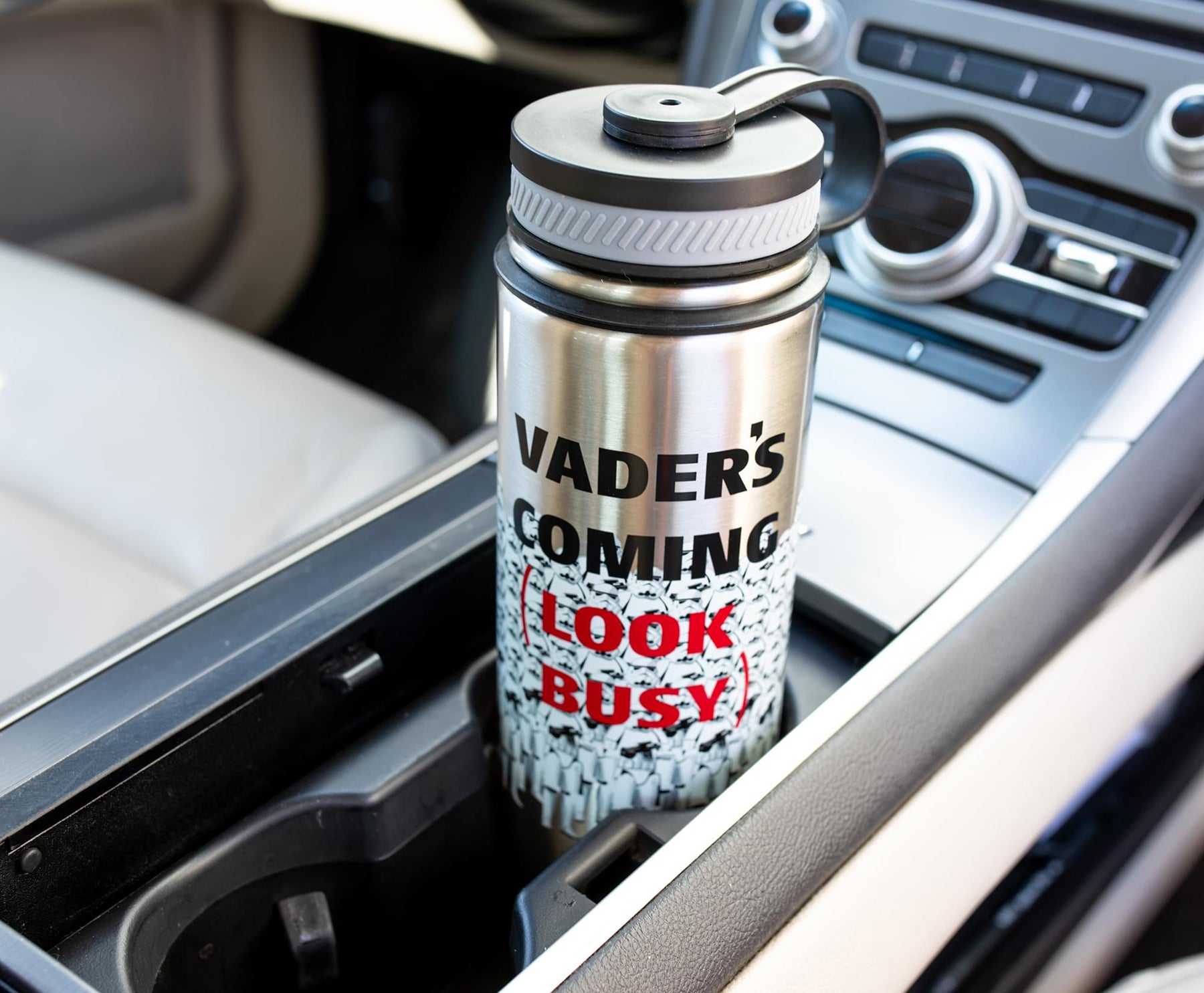 Star Wars Stormtroopers "Vader's Coming, Look Busy" Canteen Water Bottle | Holds 18 Ounces