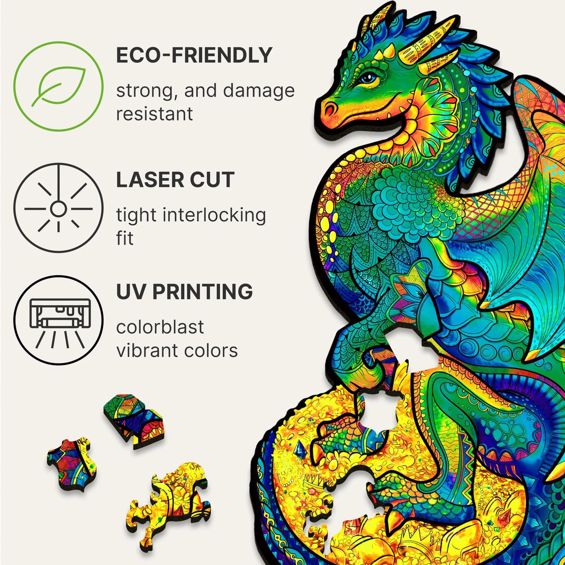 Guarding Dragon 330 Piece Shaped Wooden Jigsaw Puzzle