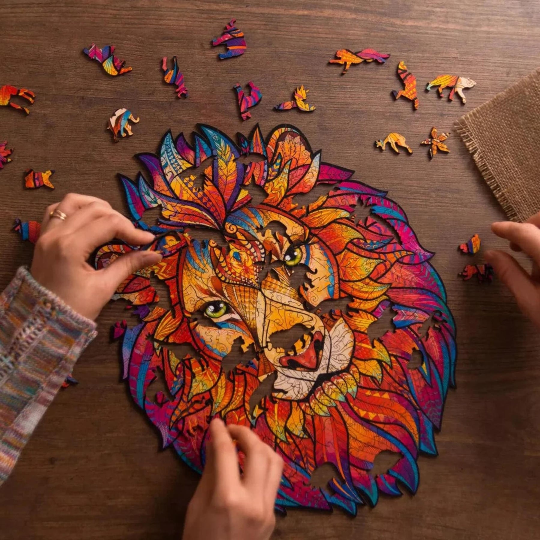 Mysterious Lion 106 Piece Shaped Wooden Jigsaw Puzzle