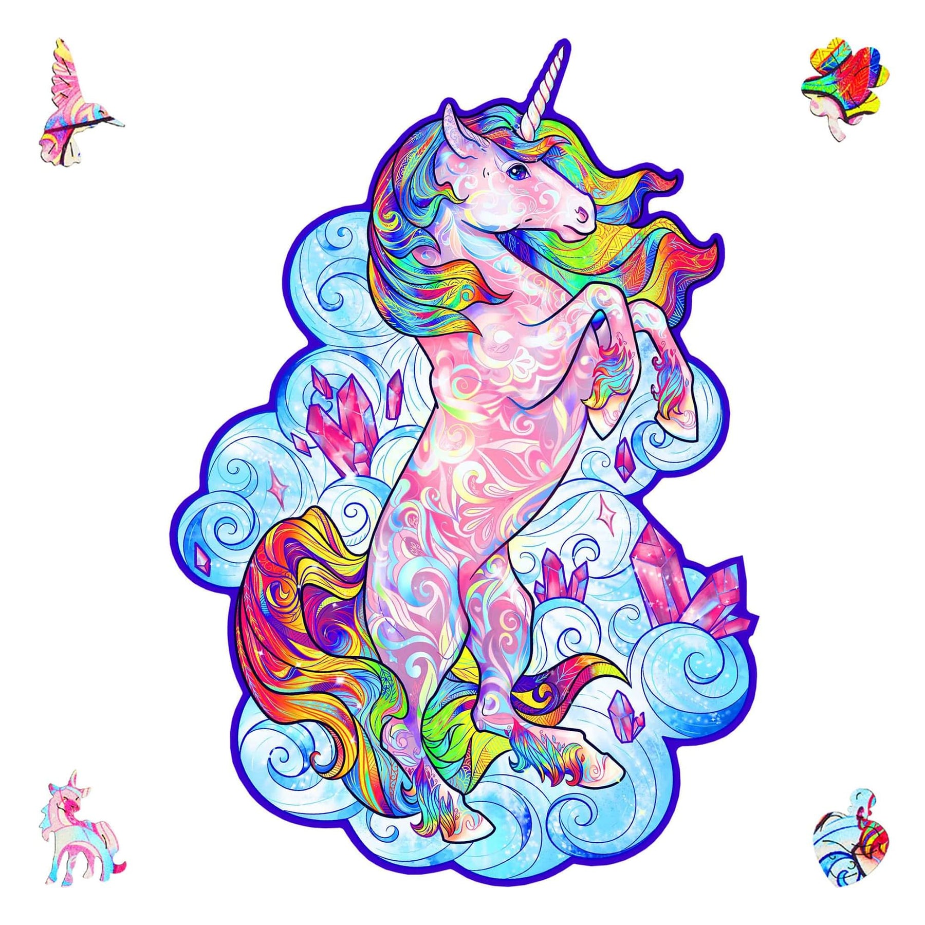 Inspiring Unicorn 195 Piece Shaped Wooden Jigsaw Puzzle