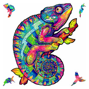 Iridescent Chameleon 314 Piece Shaped Wooden Jigsaw Puzzle