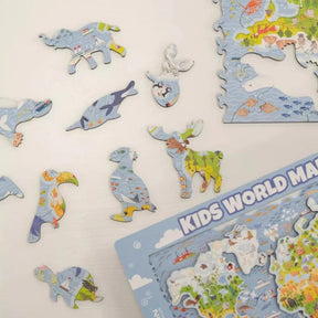 Kids World Map 100 Piece Wooden Jigsaw Puzzle