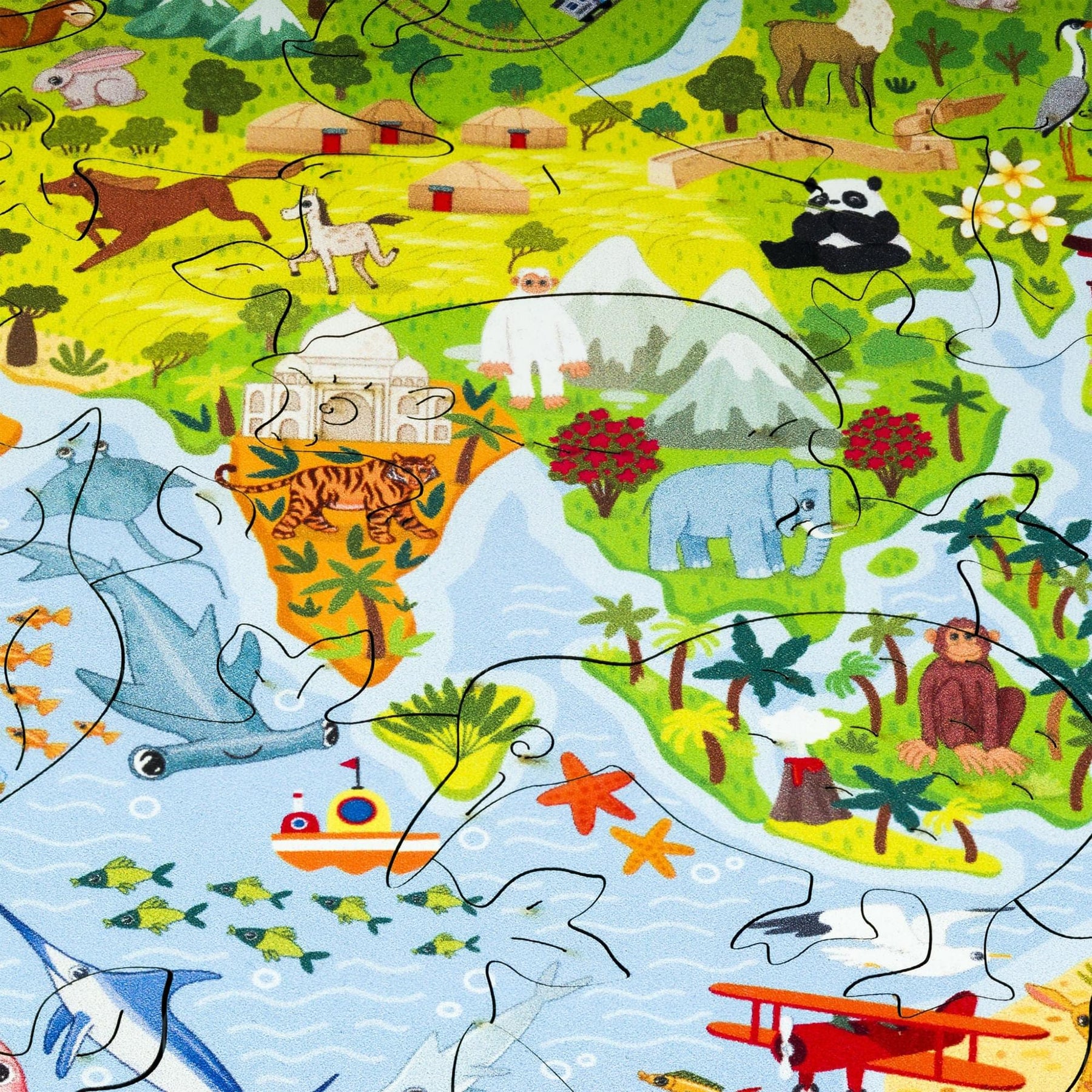 Kids World Map 100 Piece Wooden Jigsaw Puzzle