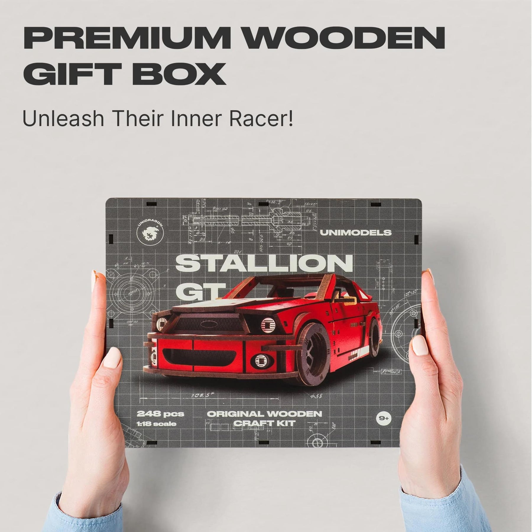 Stallion GT Red 248 Piece Wooden 3D Puzzle