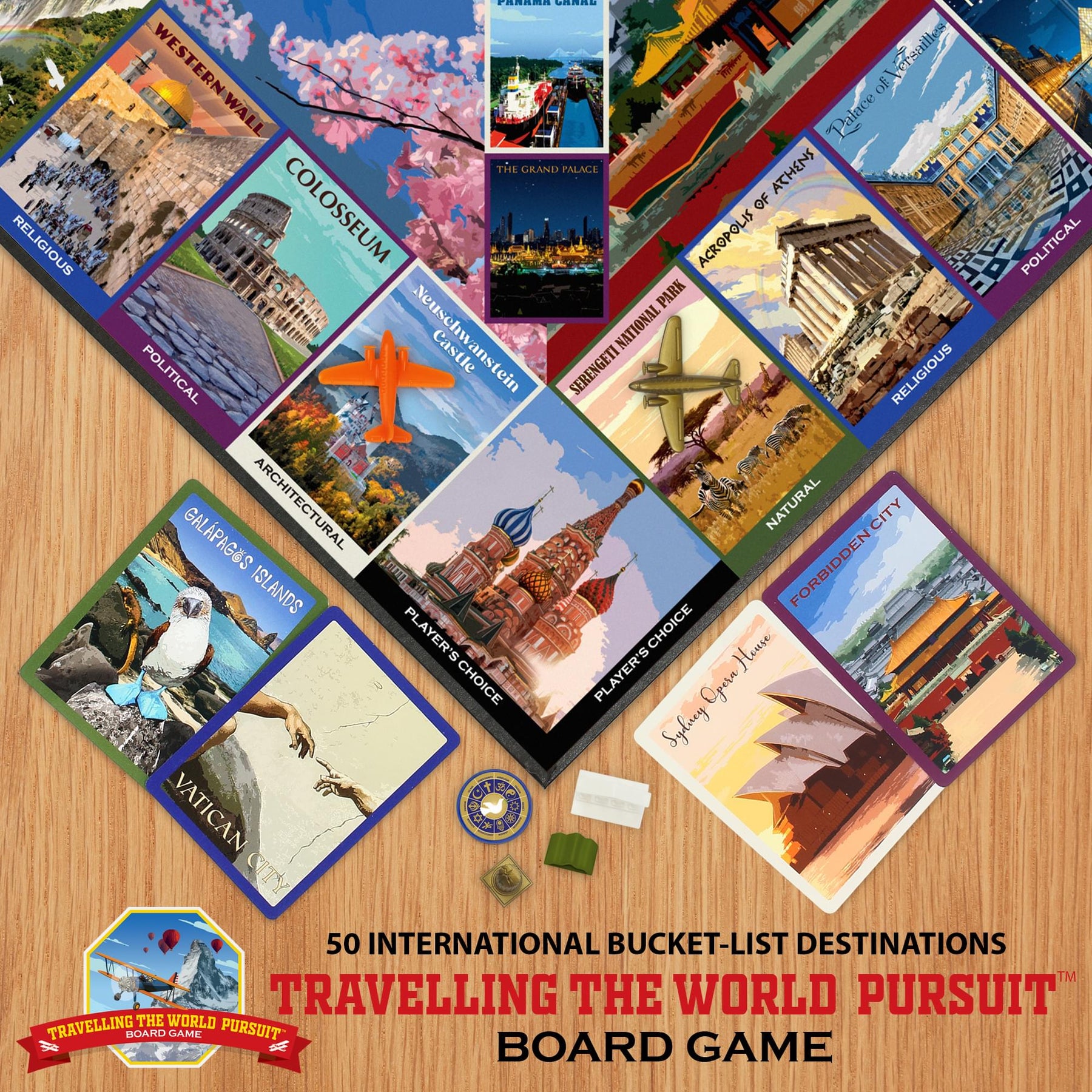 Travelling the World Pursuit Trivia Board Game