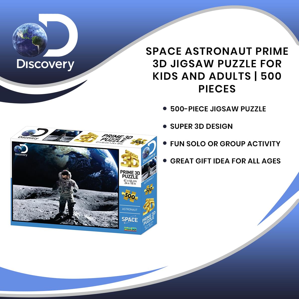 Space Astronaut Super 3D 500 Piece Jigsaw Puzzle For Adults And Kids