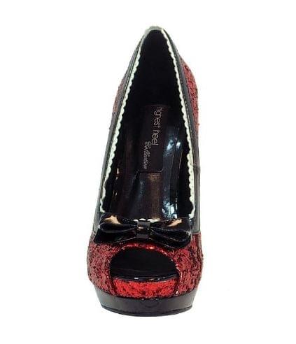 Eternity 21 - Open Toe 5" Red Glitter Platform Pump Adult