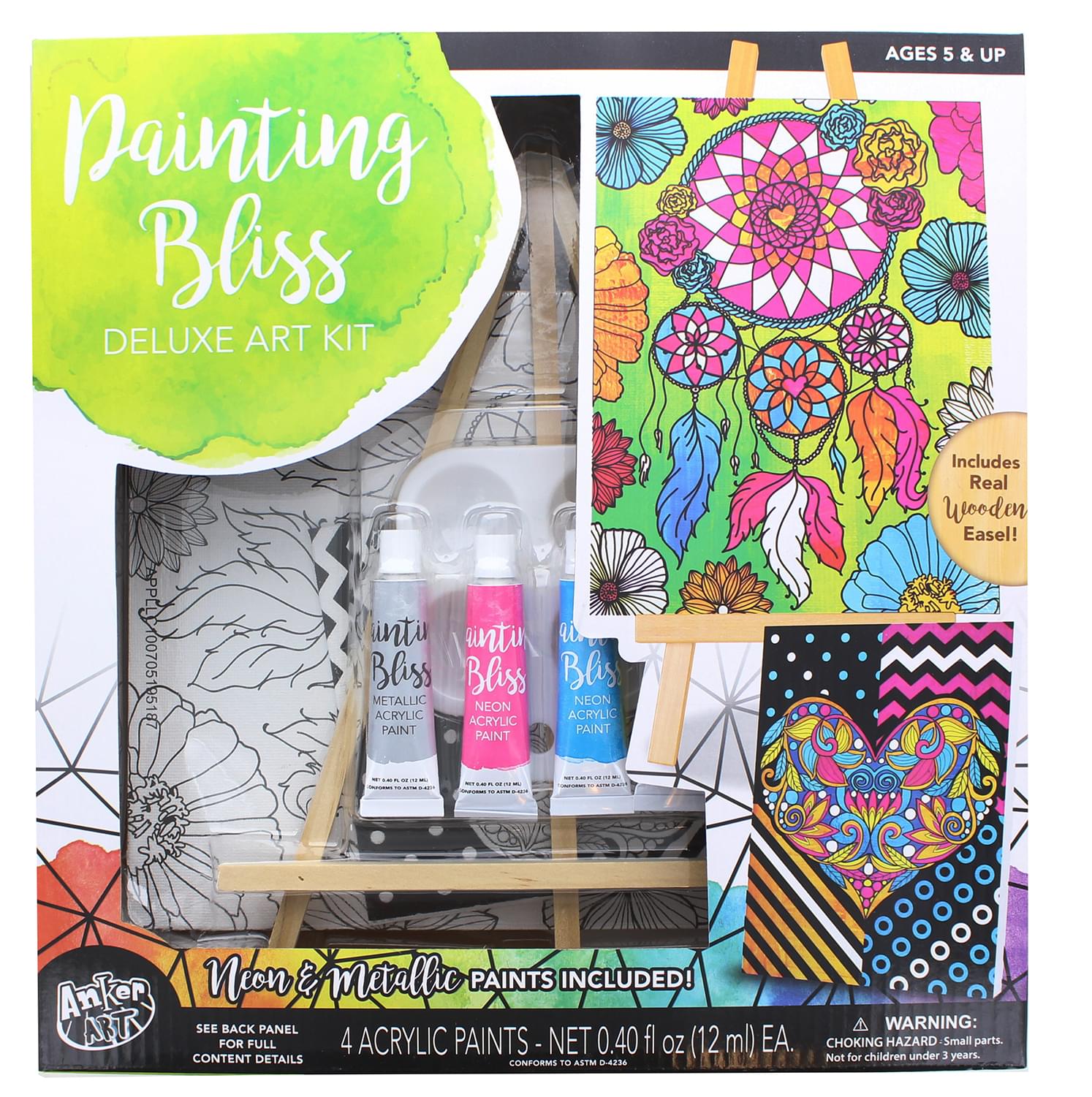 Painting Bliss Deluxe Art Kit With Wooden Tabletop Easel