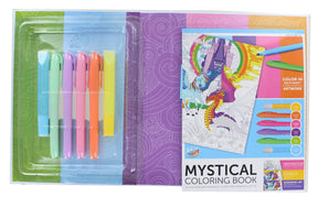 Coloring Book Kit With 6 Glimmer Gel Pens | Mystical