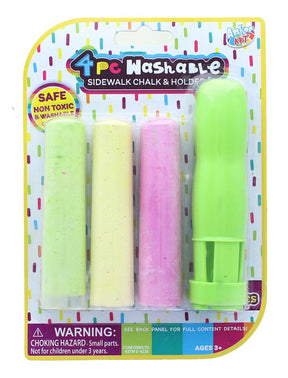 4 Piece Washable Sidewalk Chalk and Holder | Green