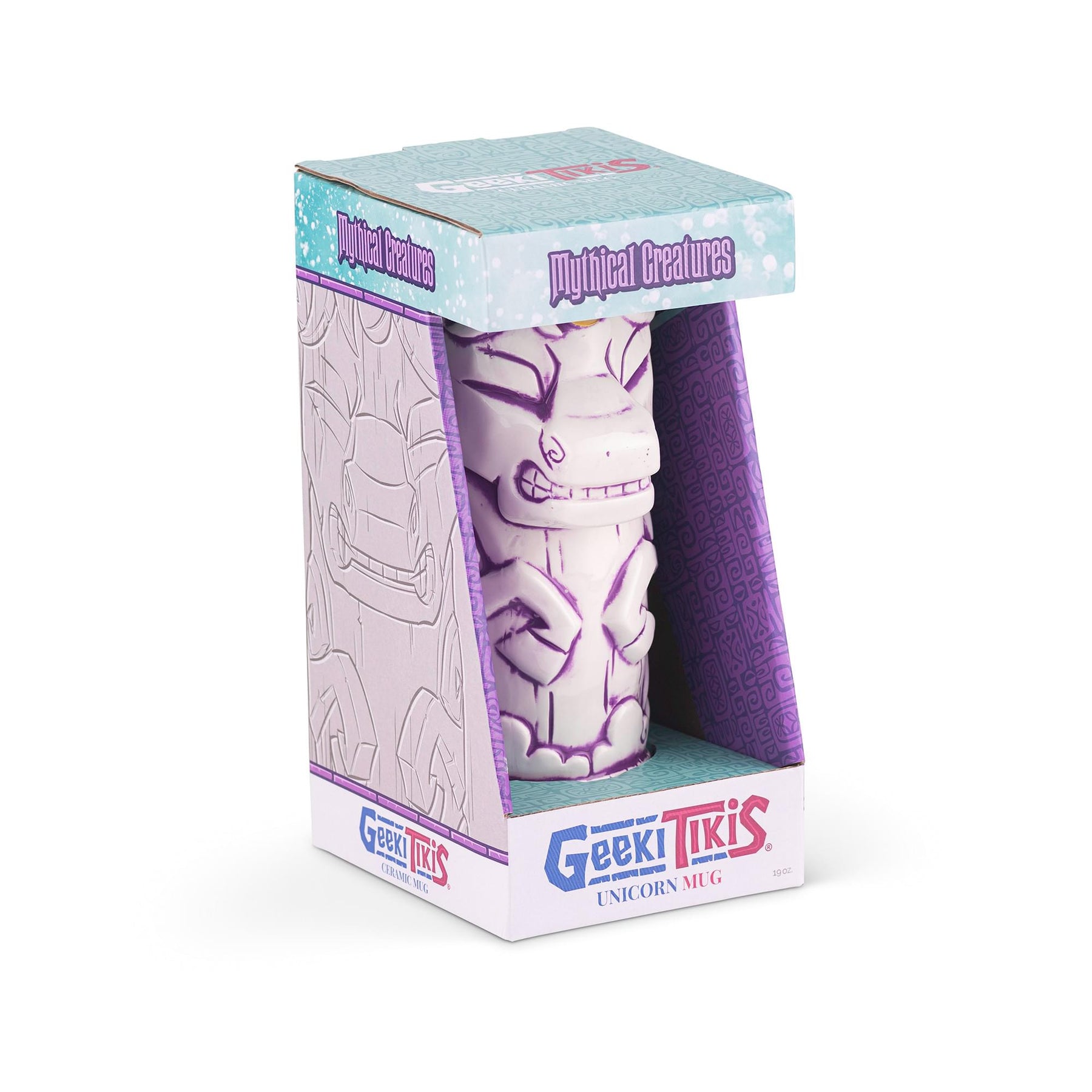 Geeki Tikis White Unicorn Fantasy Mug | Ceramic Tiki Style Cup | Holds 19 Ounces