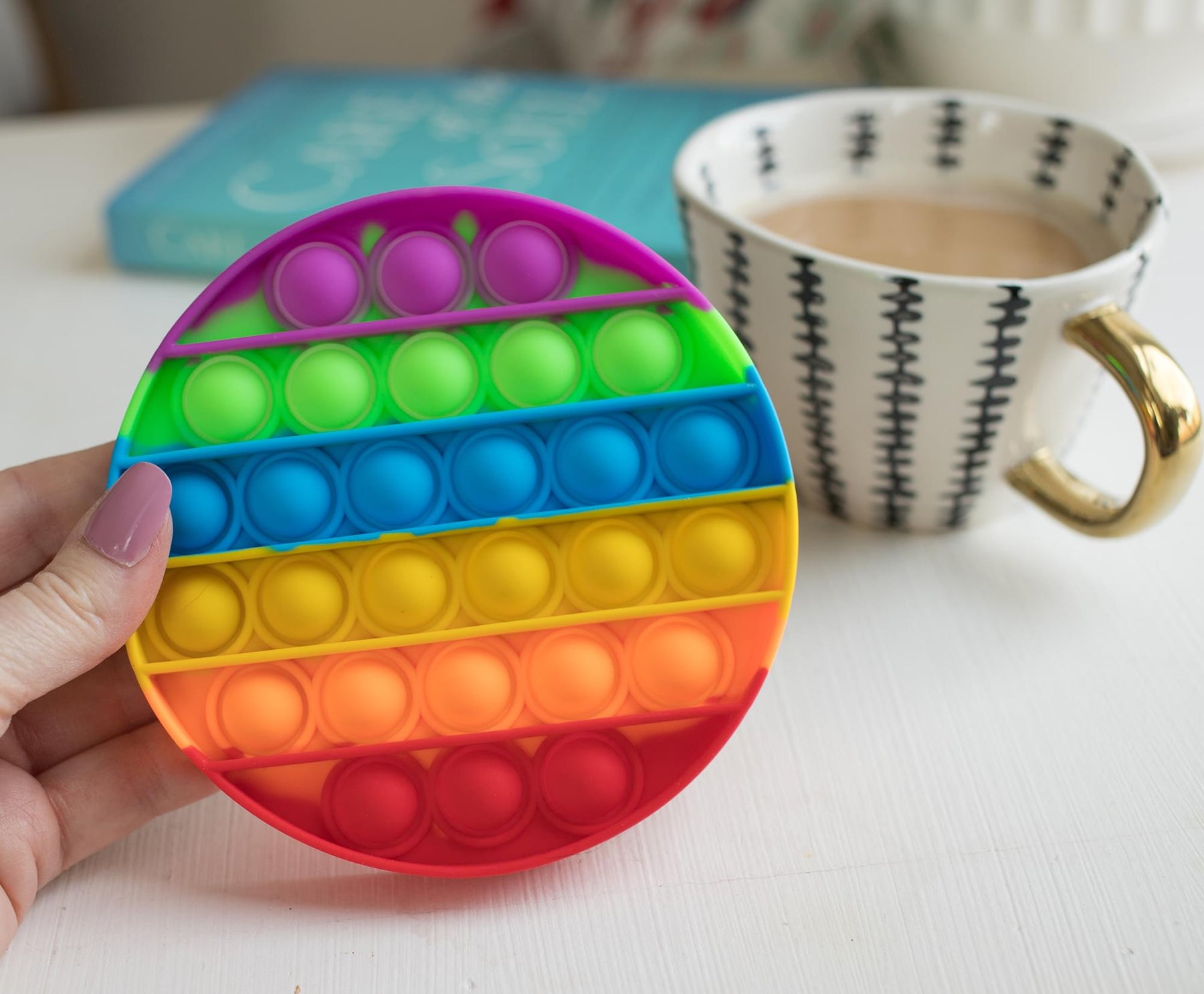 Pop Fidget Toy Silicone Bubble Popping Game | Rainbow Round