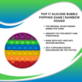 Pop Fidget Toy Silicone Bubble Popping Game | Rainbow Round