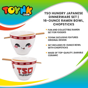 Bowl Bop Tso Hungry Japanese Dinnerware Set | 16-Ounce Ramen Bowl, Chopsticks