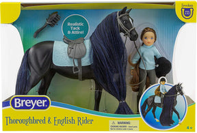 Breyer Freedom Series 1:12 Scale Model Horse Set | Jet & English Rider Charlotte