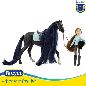 Breyer Freedom Series 1:12 Scale Model Horse Set | Jet & English Rider Charlotte