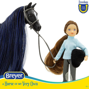 Breyer Freedom Series 1:12 Scale Model Horse Set | Jet & English Rider Charlotte