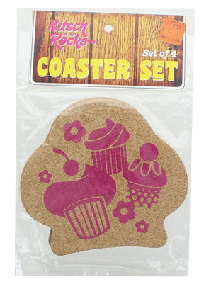 Retro Cork Coaster Set - Cupcake Cluster - Set of 4