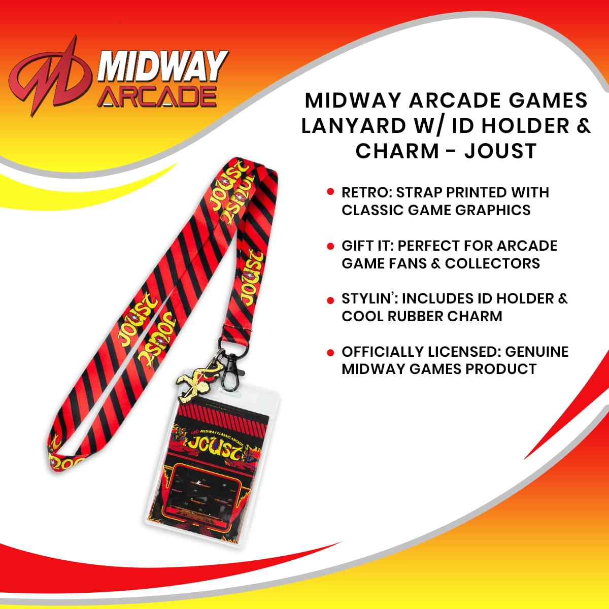 Crowded Coop Midway Arcade Games Lanyard w/ ID Holder & Charm - Gauntlet