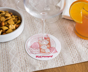 Single Retro Cork Drink Coaster - Pink Pussycat