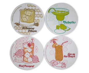 Retro Cork Coaster Set - Drinks - Set of 4