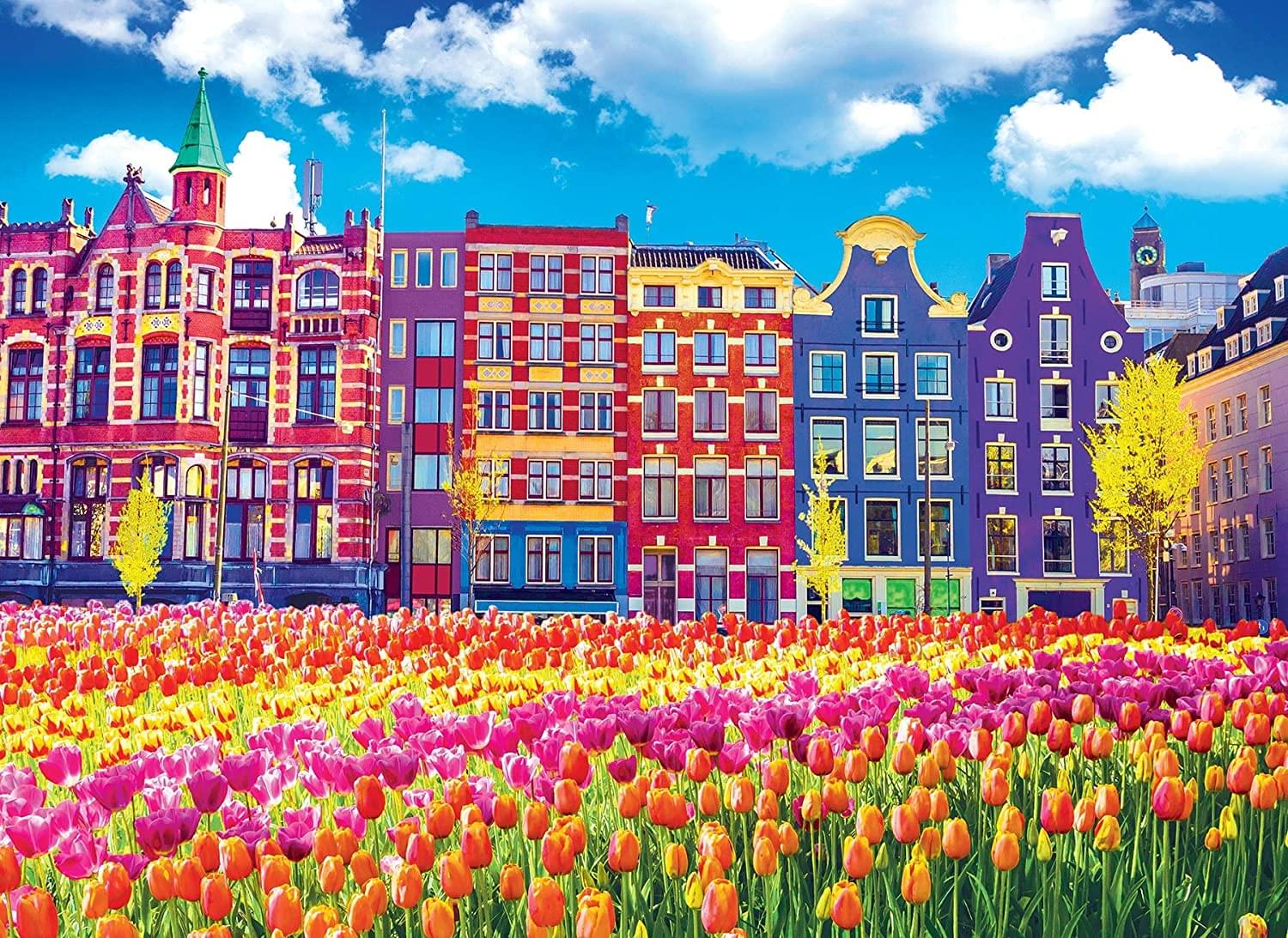 Buildings and Tulips In Amsterdam 1000 Piece Kodak Premium Jigsaw Puzzle