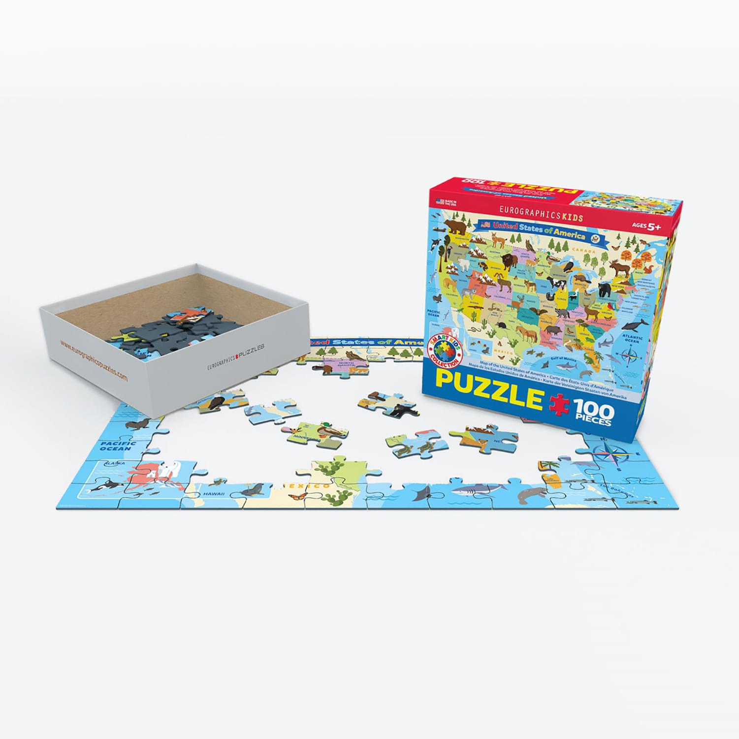 Illustrated Map of the United States of America 100 Piece Jigsaw Puzzle