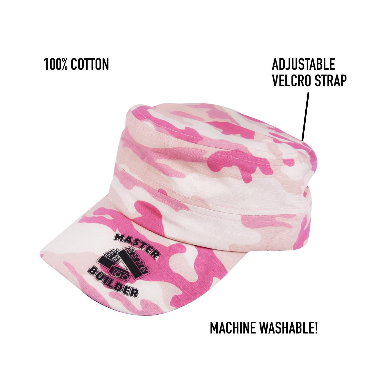 Master Builder Camo Hat | Pink & Cream Cap | Adjustable Size