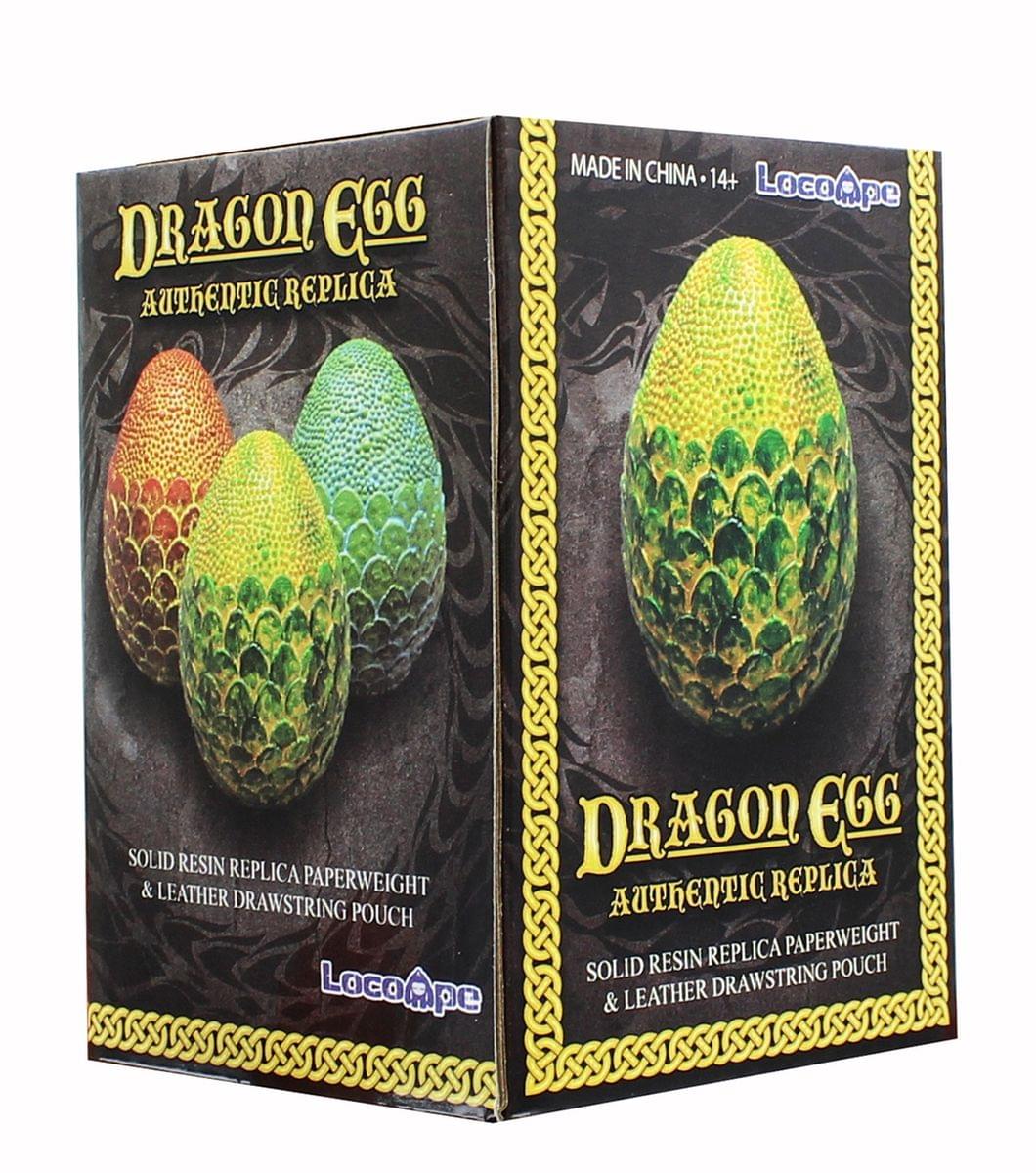 Dragon Egg Paperweight Replica | Solid Resin 4.5-Inch | Fleece Pouch | Green